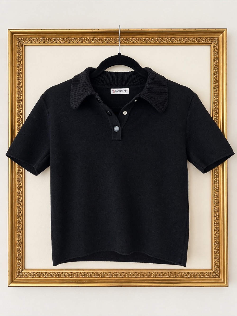 Moncler Kids Black Short-Sleeve Knit Polo
